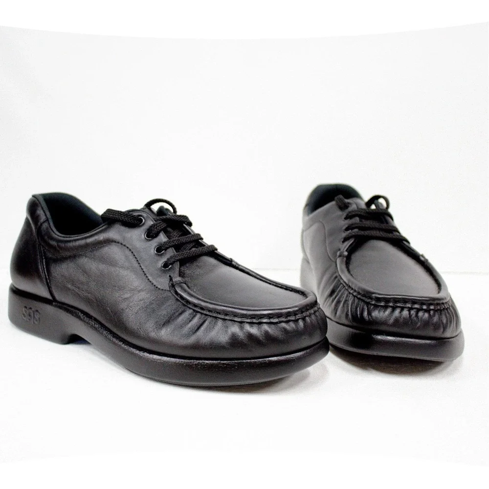 SAS Take Time Moccasin Shoe Women's Size 9.5 Black Leather Casual Comfort
